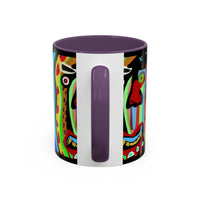 CRAZY.   Neon Face Accent Coffee Mug – Colorful Psychedelic Art Ceramic Mug