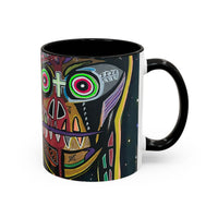 VINCENT  Skull Pop Art Accent Coffee Mug — Colorful Neon Tribal Skull Design (11/15oz)