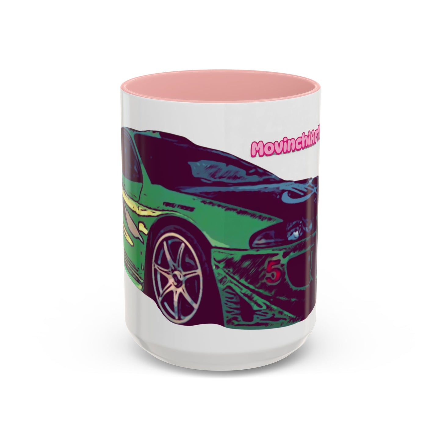 Coffee Mug —ECLIPSE  Neon Sports Car Design with "MovinchiArtDesigns" Logo