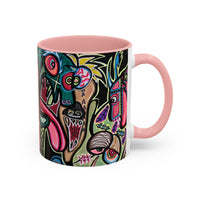 Abstract Neon DEPRESSION2.0   Monster Coffee Mug — Colorful Surreal Art Accent Mug (11/15oz)
