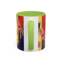 SAN SEBASTIAN.  Colorful Street Scene Accent Coffee Mug — Vibrant Urban Art Ceramic Mug (11/15oz)