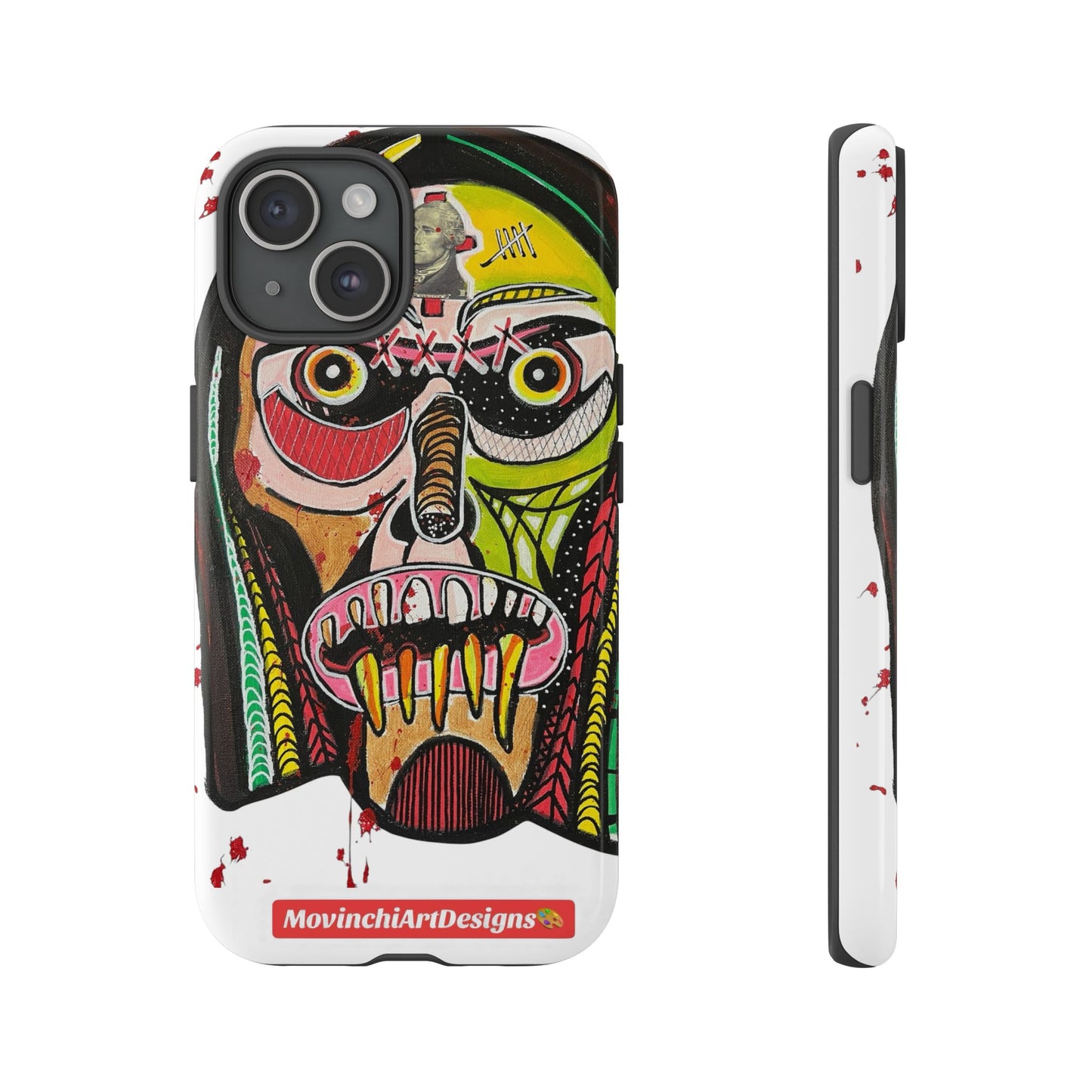 KUNTA.  Abstract Tribal Skull Phone Case — Colorful Street Art Protective Cover