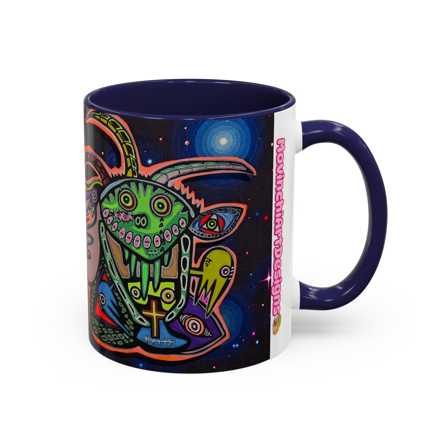 Psychedelic RYDER2.0   Space Goat Accent Coffee Mug — Colorful Cosmic Animal Art (11/15oz)