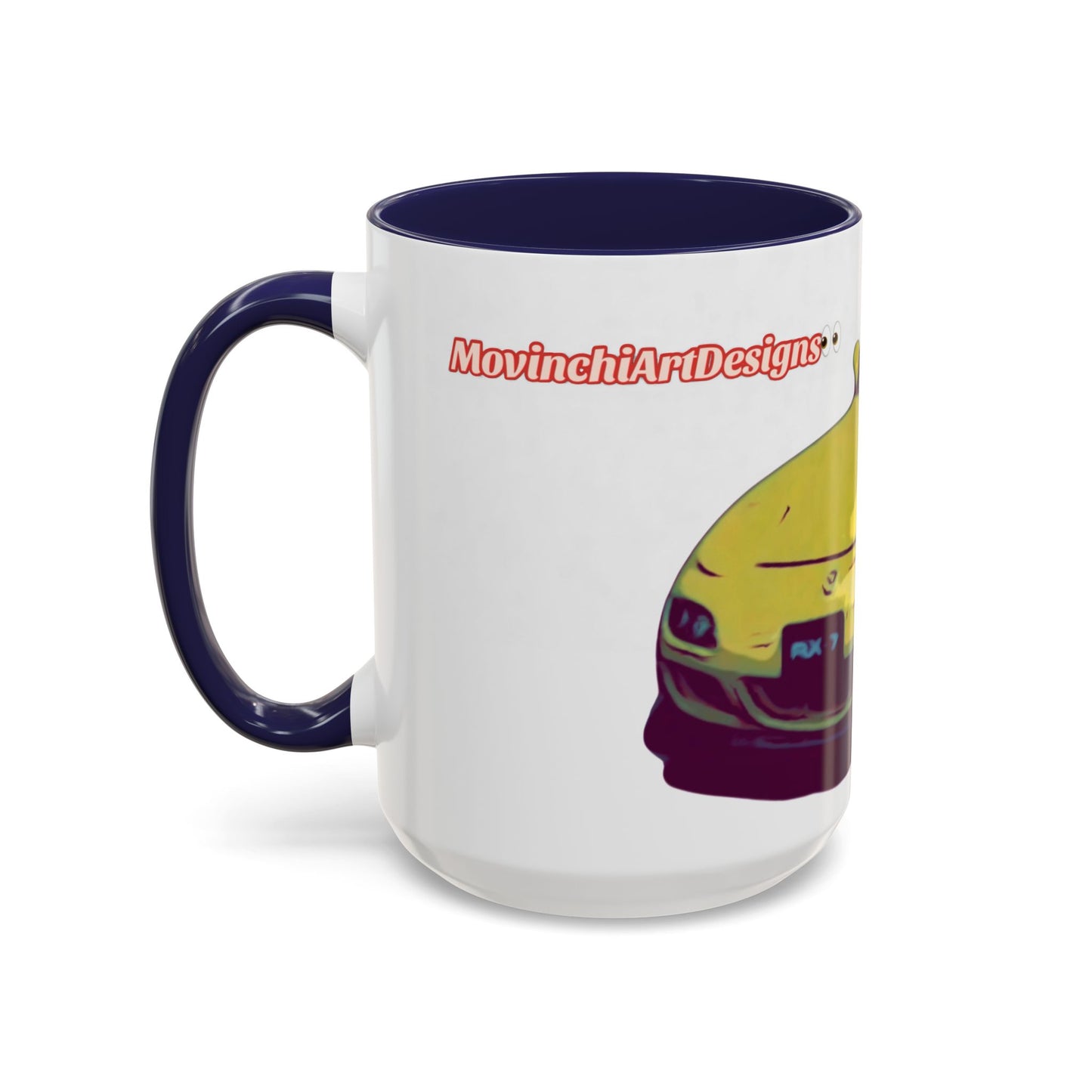 RX7  Coffee Mug — Yellow Sports Car Illustration Accent Mug
