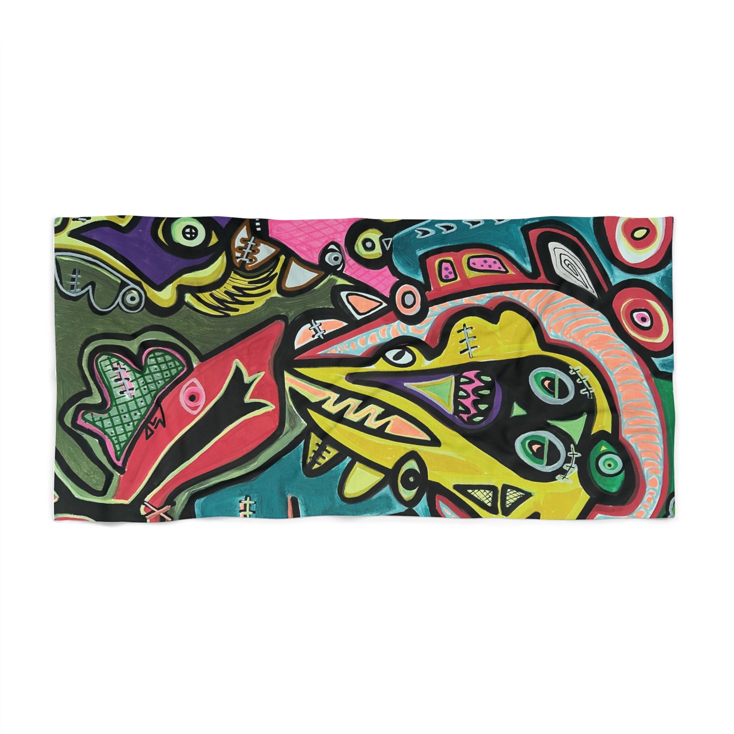 Abstract Tropical CONCERT  Beach Towel – Vibrant Colorful Ocean Art for Beach & Pool