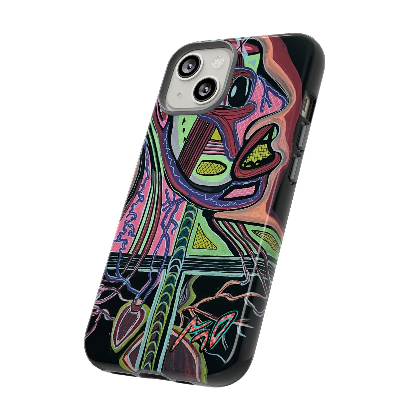 HEART ATTACK Abstract Neon Face Tough Phone Case – Vibrant Art Phone Cover