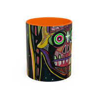 VINCENT  Skull Pop Art Accent Coffee Mug — Colorful Neon Tribal Skull Design (11/15oz)