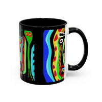CRAZY.   Neon Face Accent Coffee Mug – Colorful Psychedelic Art Ceramic Mug