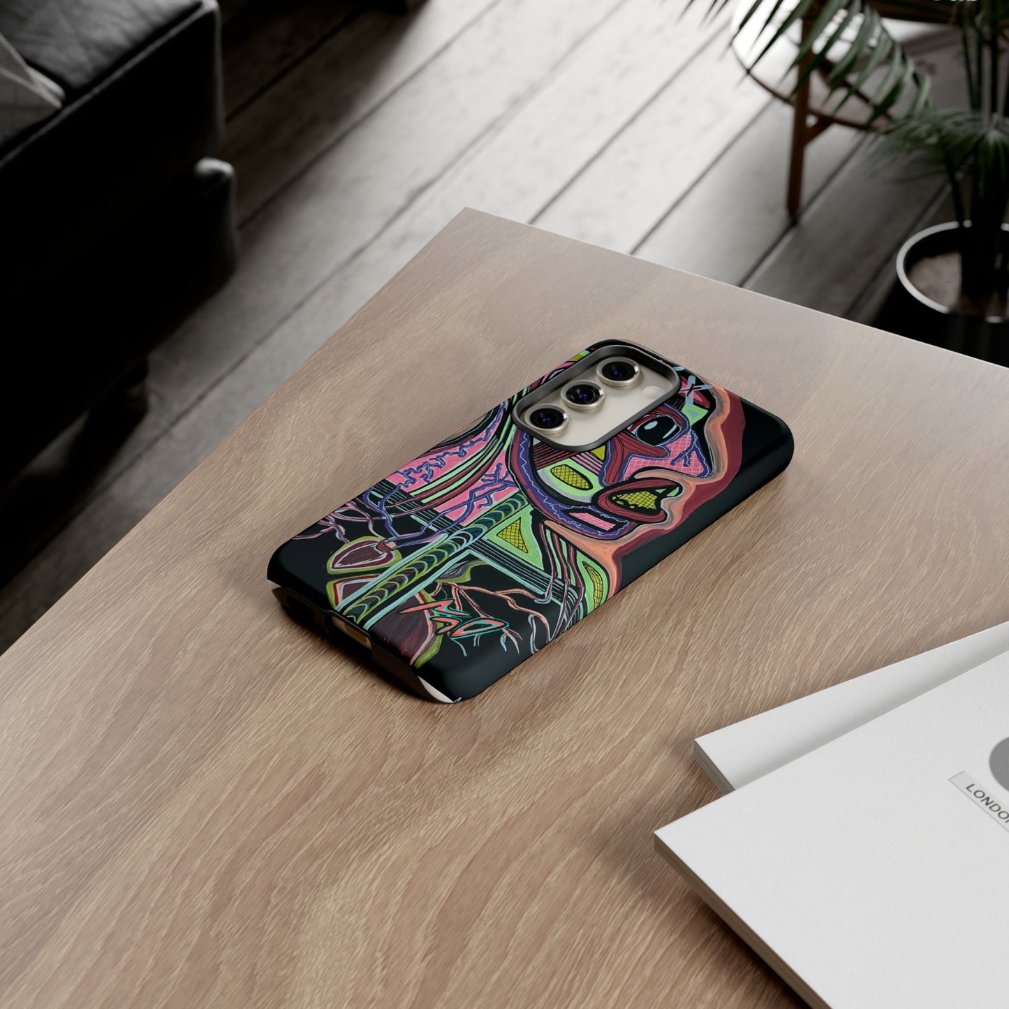 HEART ATTACK Abstract Neon Face Tough Phone Case – Vibrant Art Phone Cover