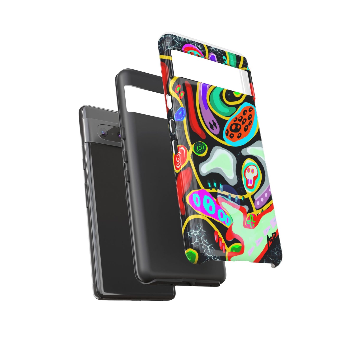 CRAZY4  Abstract Neon Skull Phone Case — Colorful Psychedelic Protective Cover