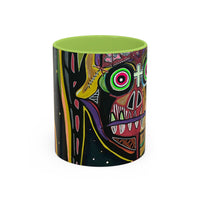 VINCENT  Skull Pop Art Accent Coffee Mug — Colorful Neon Tribal Skull Design (11/15oz)