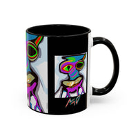 Abstract Alien Art Coffee Mug — Colorful Surreal Creature Accent Mug