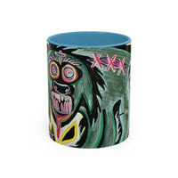 CHUPACABRAS.  Green Monster Art Coffee Mug — Spooky Neon Creature Accent Mug (11/15oz)