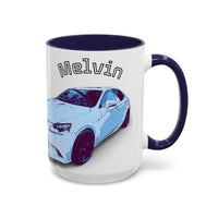 MELVIN.  Personalized Car Coffee Mug — 'Melvin' Sports Car Accent Mug (11/15oz)