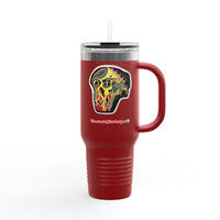 MOVINCHIARTDESIGNS.  40oz Insulated Travel Mug — Colorful Abstract Skull Design, Spill‑Resistant Tumbler