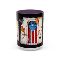 Puerto Rico Flag Door Accent Coffee Mug — Vintage Rustic Boricua Pride (11/15oz)