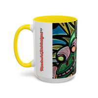 Abstract Day of the Dead Skull Accent Coffee Mug — Colorful Neon Skull Art (11/15oz)