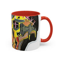 INFECTED KING.  Skull Pop Art Coffee Mug — Colorful Day of the Dead Accent Mug