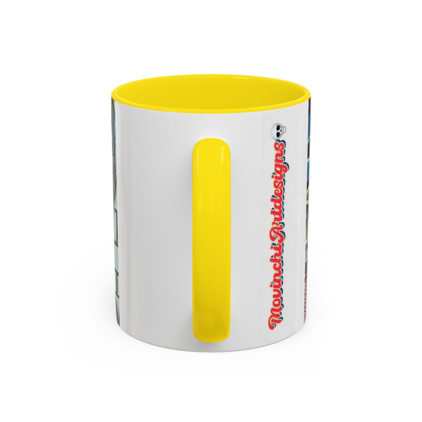 Abstract Day of the Dead Skull Accent Coffee Mug — Colorful Neon Skull Art (11/15oz)