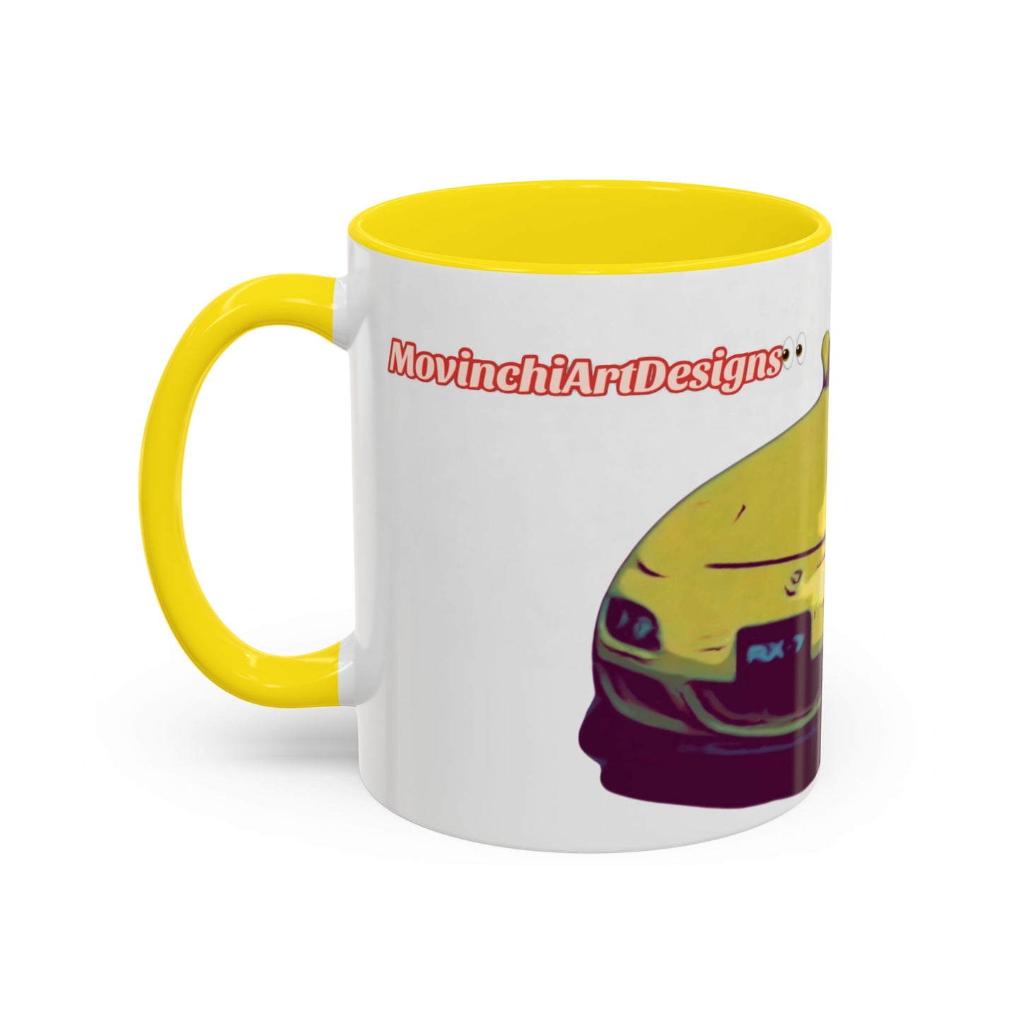 RX7  Coffee Mug — Yellow Sports Car Illustration Accent Mug