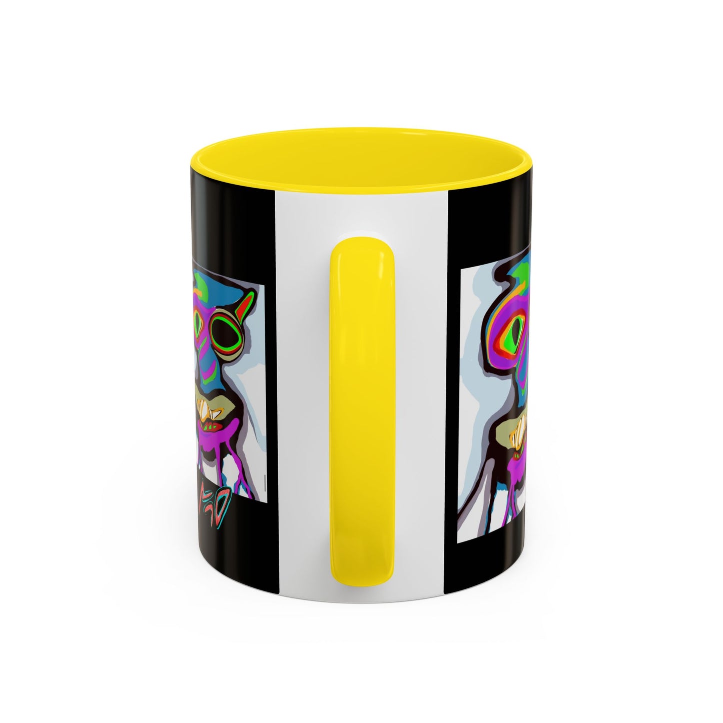 Abstract Alien Art Coffee Mug — Colorful Surreal Creature Accent Mug