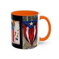 Puerto Rico Flag Coffee Mug — Rustic Street Art Accent Mug (11/15 oz)