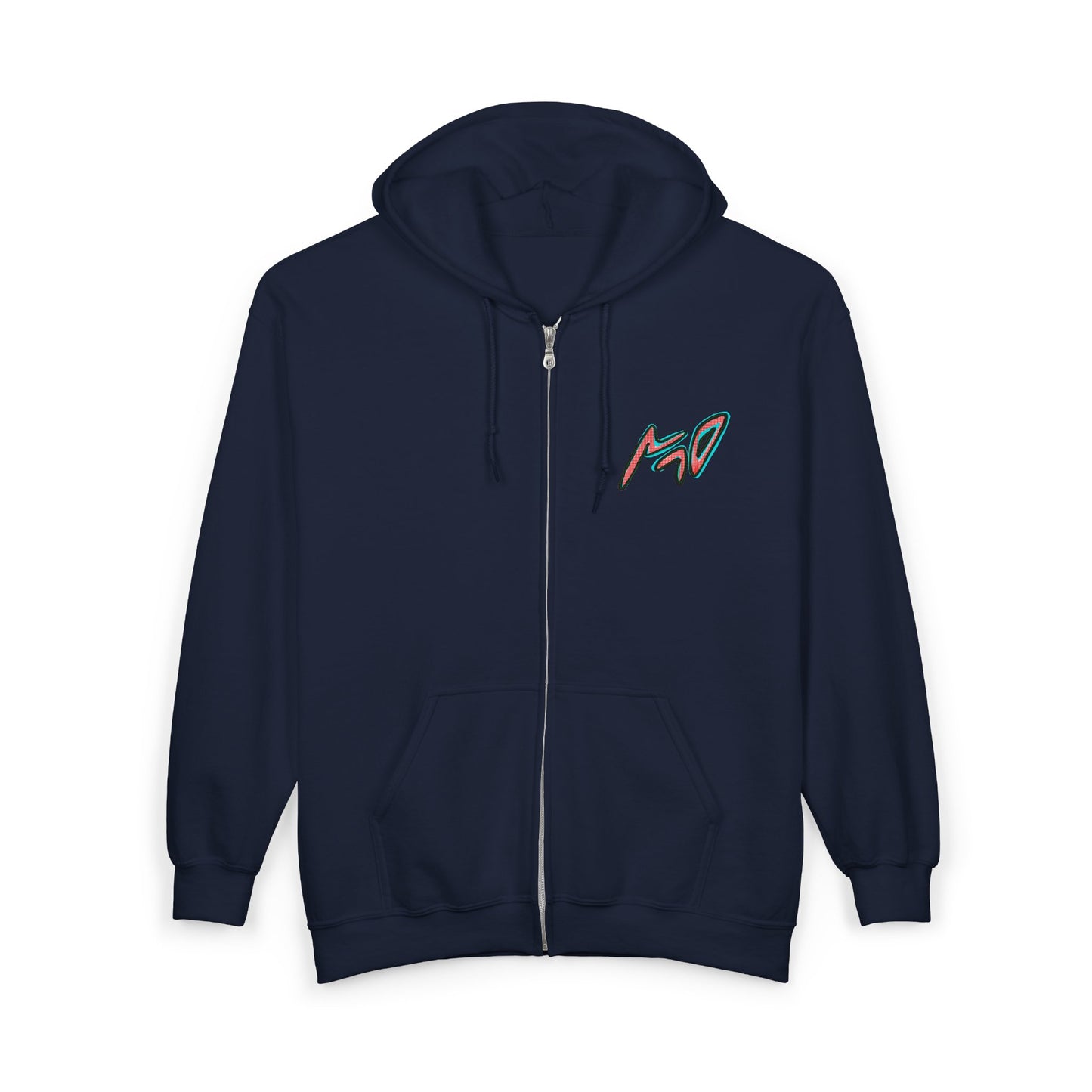 VINCENT.  Skull Graphic Zip Hoodie — Neon Retro Art Back Patch