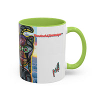 Surreal VINCENT Tribal Warrior Accent Coffee Mug — Colorful Skull Art 11/15oz