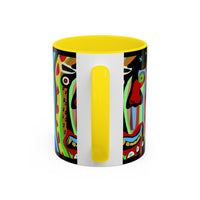 CRAZY.   Neon Face Accent Coffee Mug – Colorful Psychedelic Art Ceramic Mug