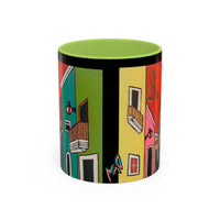 VIEJO SAN JUAN,  Colorful Cityscape Coffee Mug — Vibrant European Street Accent Mug