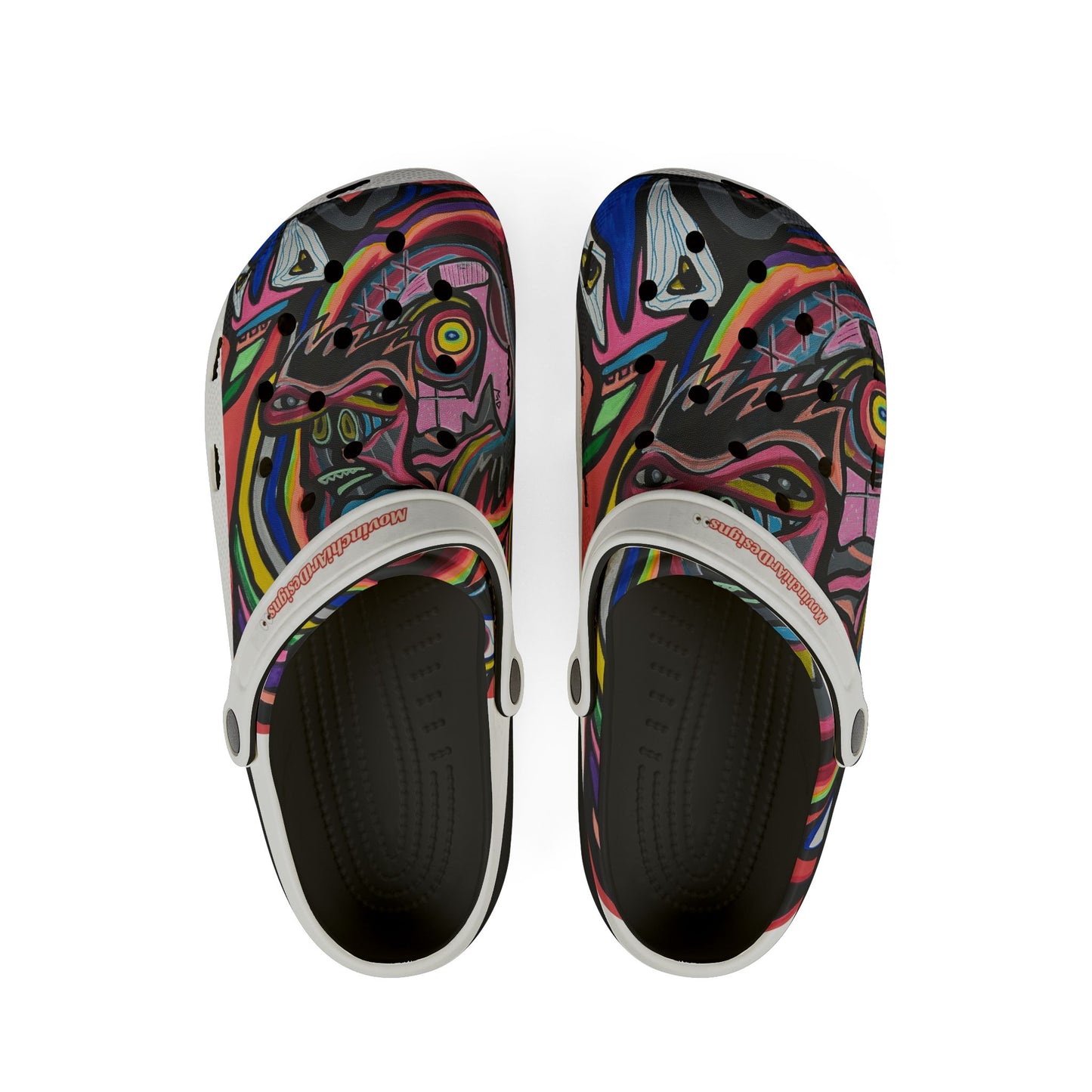 Colorful Abstract CRAZY   Foam Clogs — Vibrant All-Over-Print Slip-On Shoes