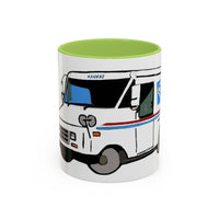 LLV Postal Service Mail Truck Accent Coffee Mug — Retro USPS Delivery Van Illustration (11/15oz)