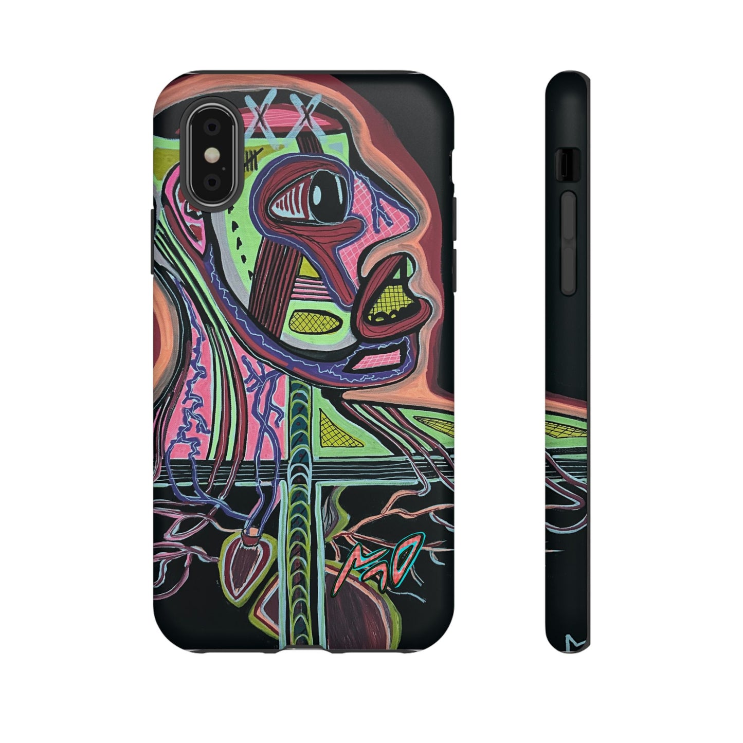 HEART ATTACK Abstract Neon Face Tough Phone Case – Vibrant Art Phone Cover