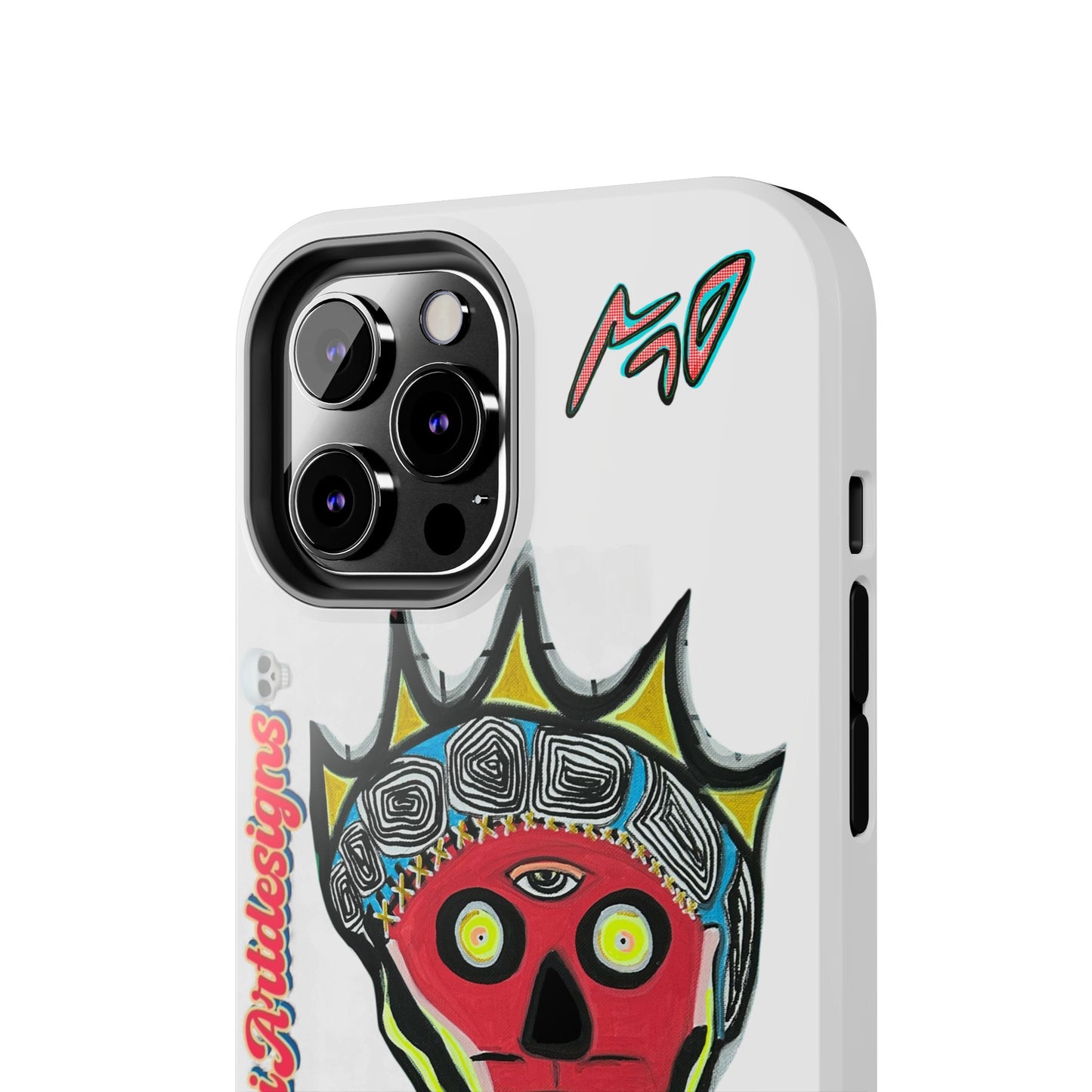 Artistic Crown KING GRAY  Skull Tough Phone Case — Colorful Abstract Guardian Design