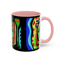 CRAZY.   Neon Face Accent Coffee Mug – Colorful Psychedelic Art Ceramic Mug