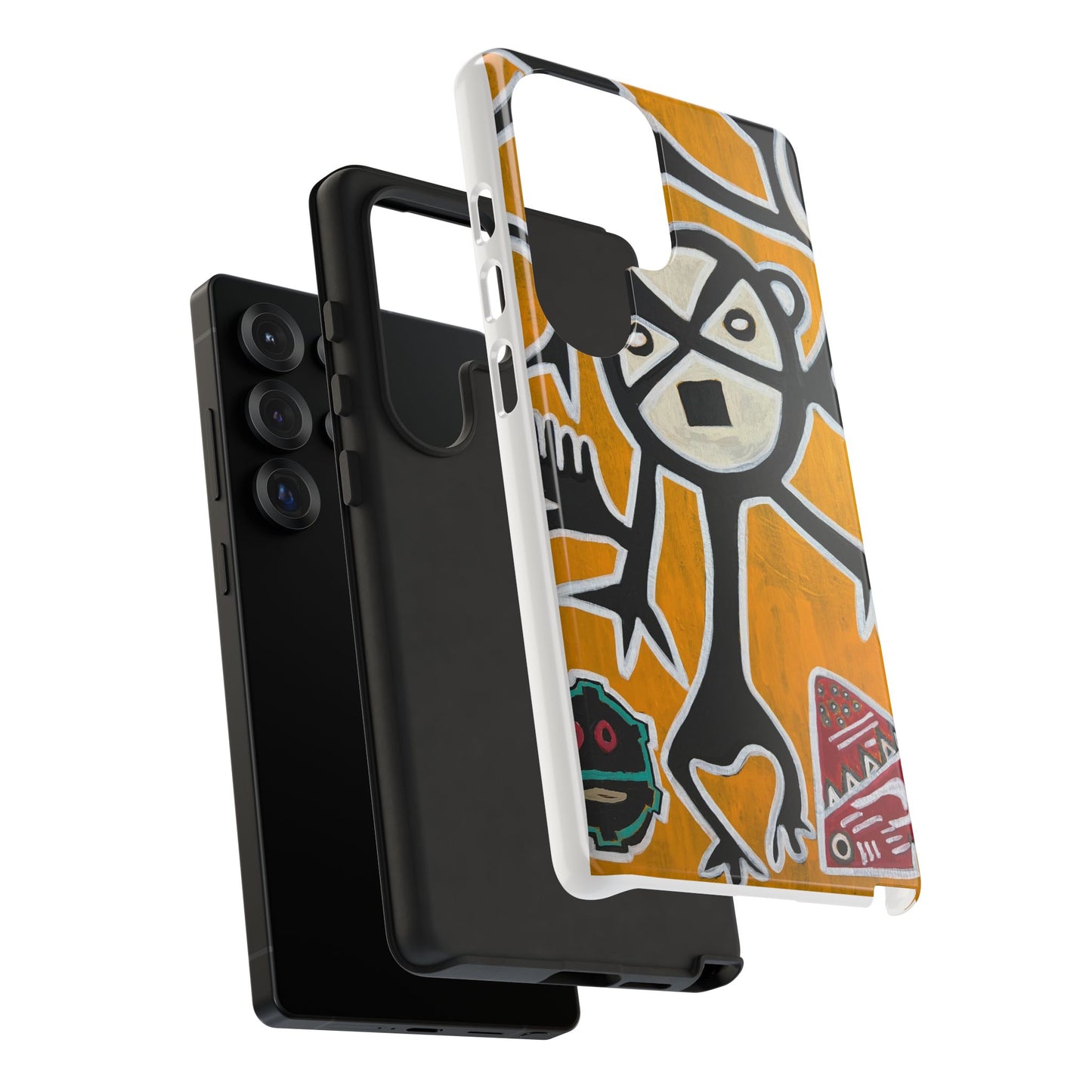 Abstract TAINO  Tribal Art Phone Case – Bold Orange Graphic Protective Cover