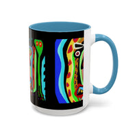 CRAZY.   Neon Face Accent Coffee Mug – Colorful Psychedelic Art Ceramic Mug