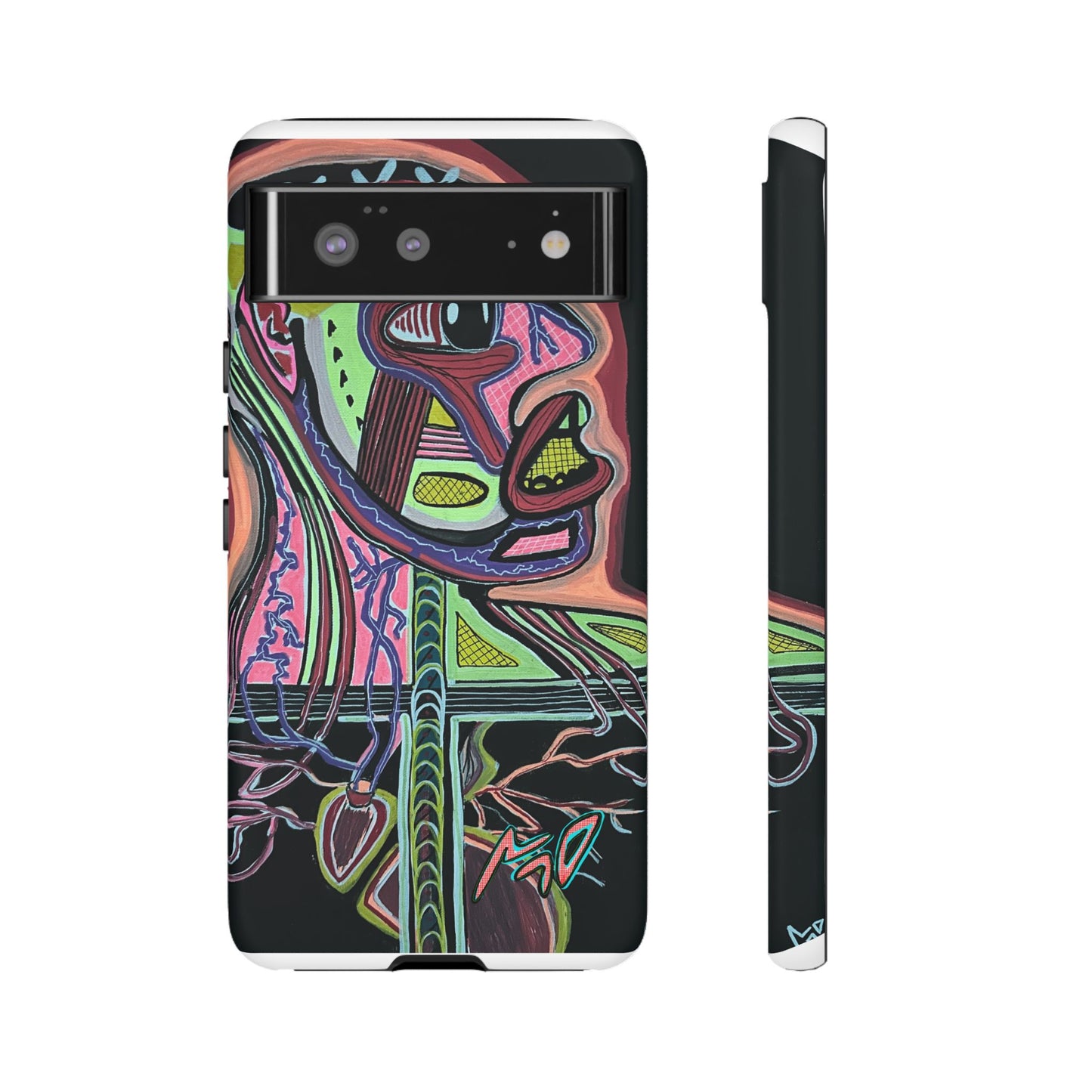 HEART ATTACK Abstract Neon Face Tough Phone Case – Vibrant Art Phone Cover