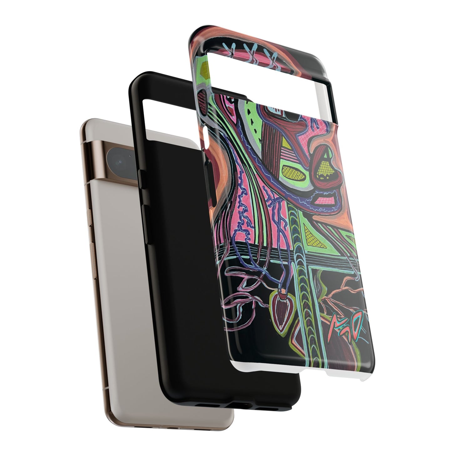 HEART ATTACK Abstract Neon Face Tough Phone Case – Vibrant Art Phone Cover