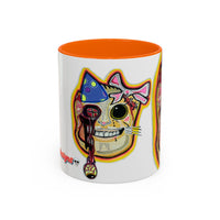POOKIES BEAR Cat Skull Accent Coffee Mug — Day of the Dead Gothic Cat Design