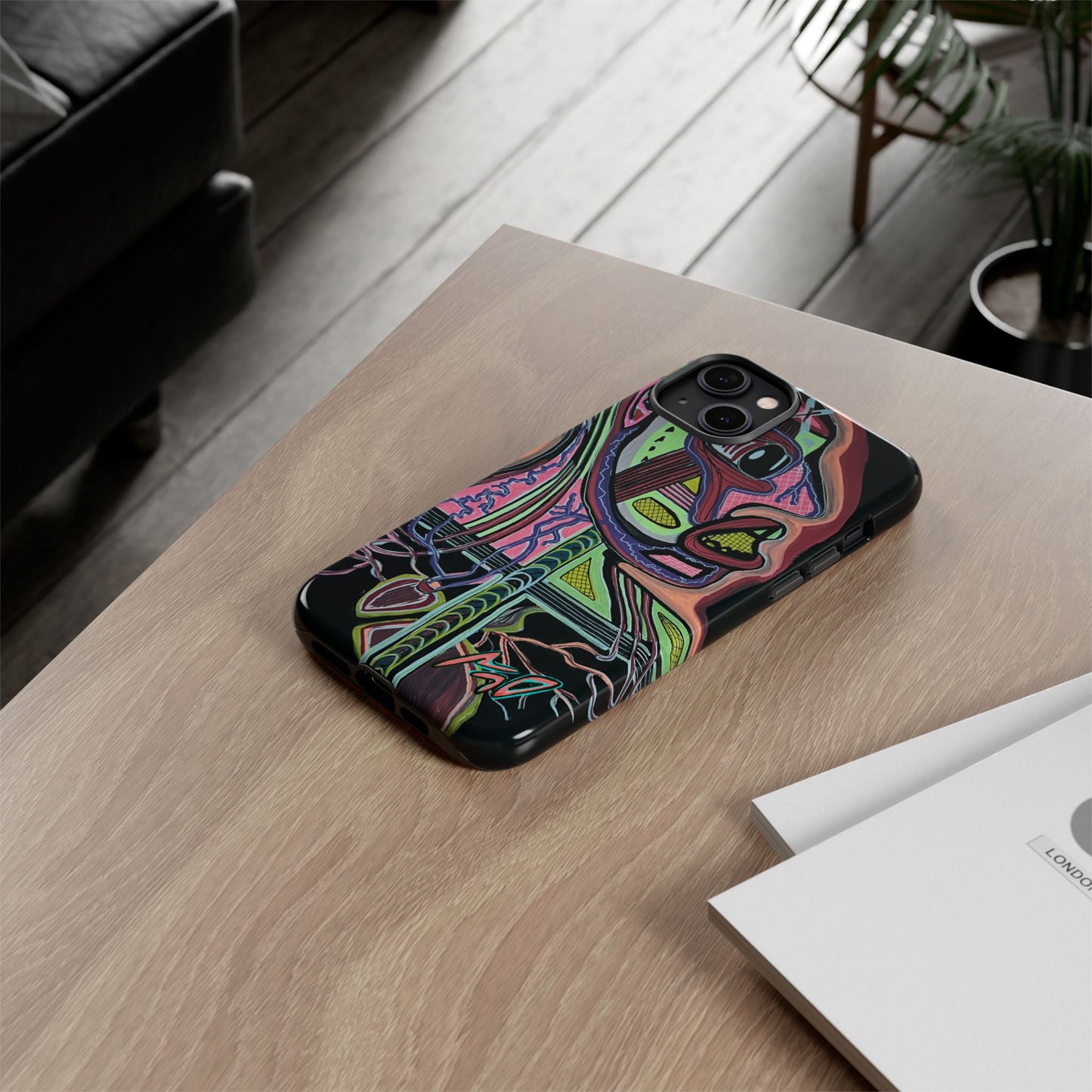 HEART ATTACK Abstract Neon Face Tough Phone Case – Vibrant Art Phone Cover