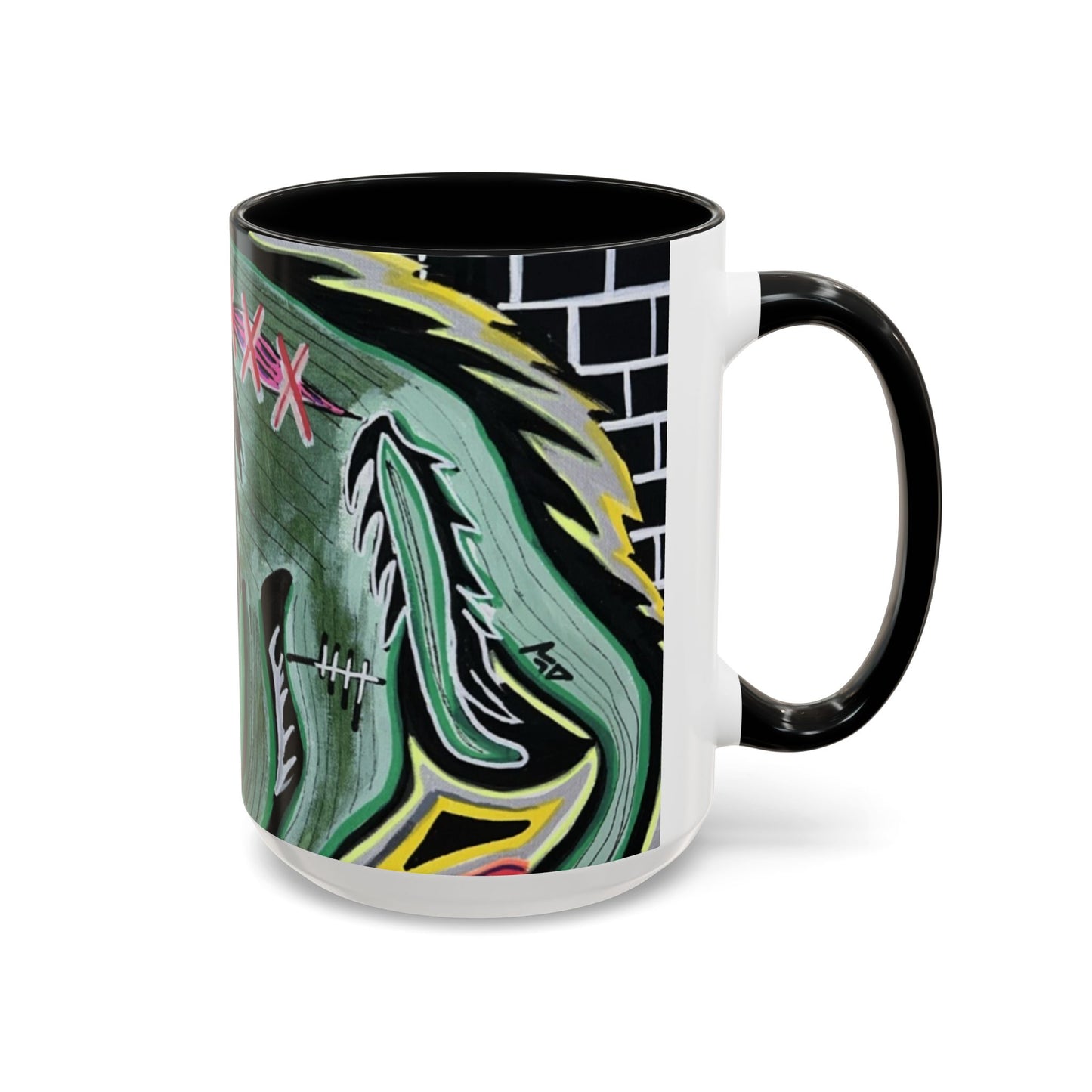 CHUPACABRAS.  Green Monster Art Coffee Mug — Spooky Neon Creature Accent Mug (11/15oz)