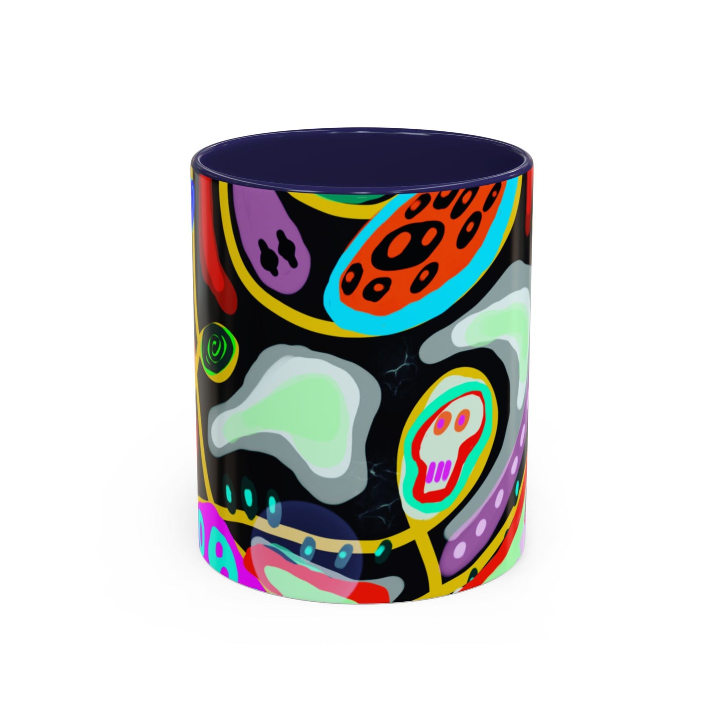 CRAZY2.0  Accent Mug — Colorful Neon Skull Abstract Coffee Cup