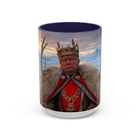 KING OF THE WORLD Royal Portrait Accent Coffee Mug – King in Fur Coat Design (11/15oz)