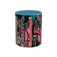 Abstract Neon DEPRESSION2.0   Monster Coffee Mug — Colorful Surreal Art Accent Mug (11/15oz)