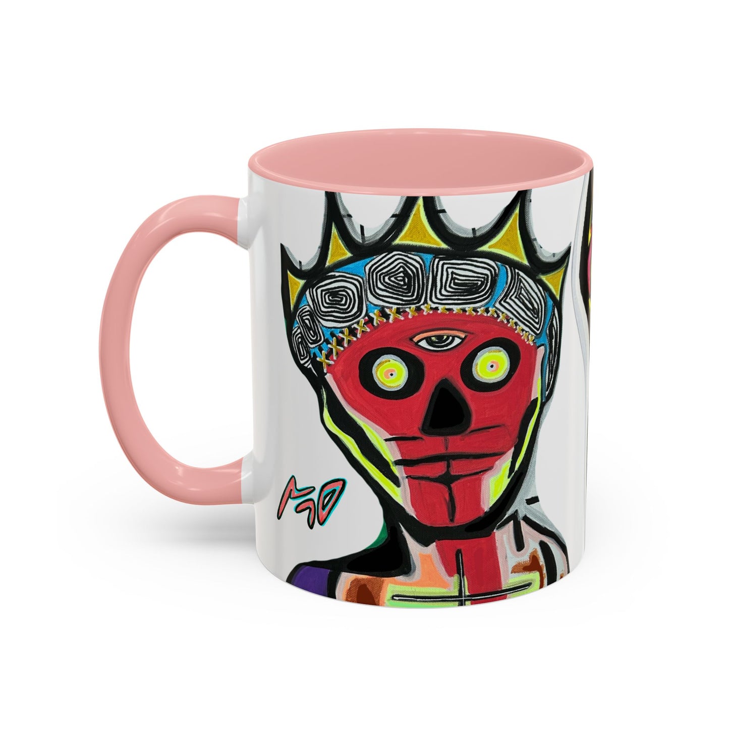INFECTED KING.  Skull Pop Art Coffee Mug — Colorful Day of the Dead Accent Mug