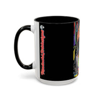 Colorful Neon OVERTHINKING  Skull Coffee Mug — Vibrant Abstract Day of the Dead Accent Mug