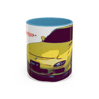 RX7  Coffee Mug — Yellow Sports Car Illustration Accent Mug