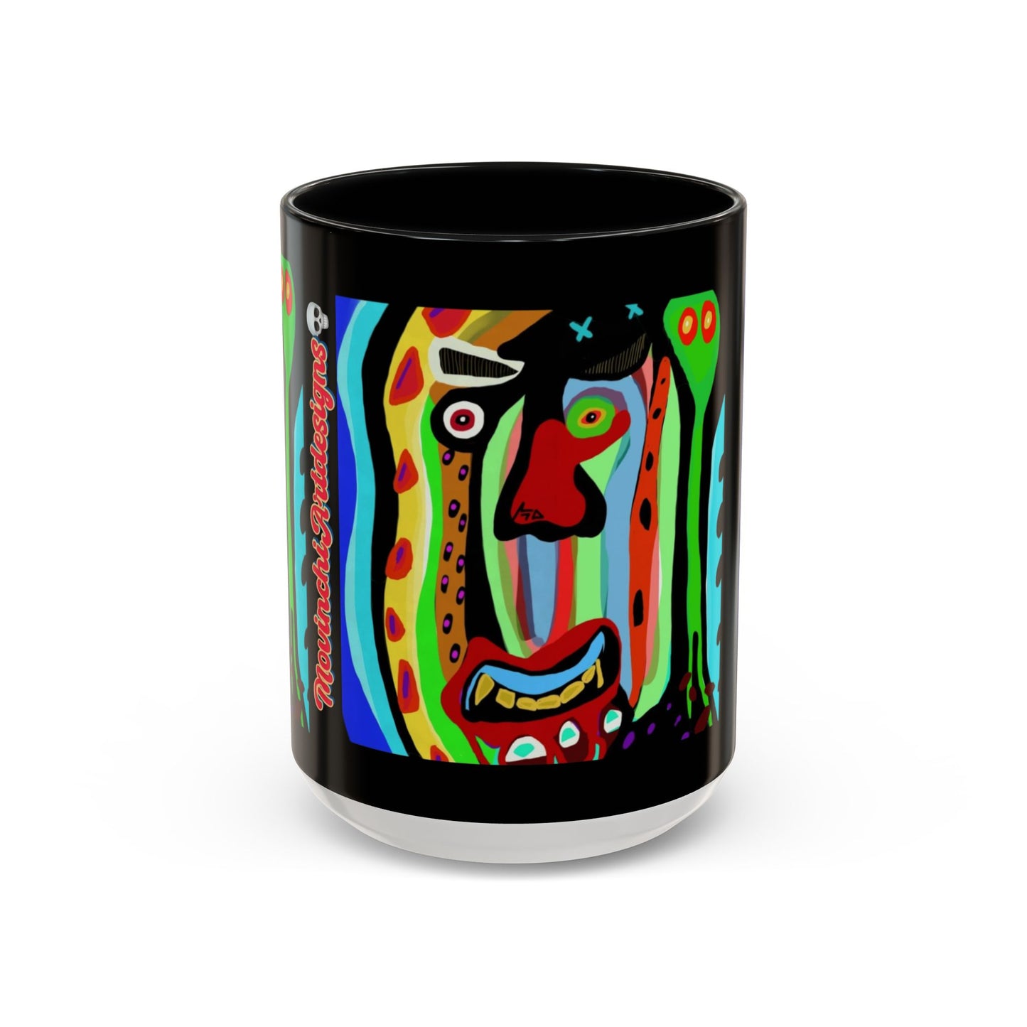 CRAZY.   Neon Face Accent Coffee Mug – Colorful Psychedelic Art Ceramic Mug