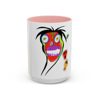 Colorful Tribal Mask Coffee Mug — Vibrant Skull Art Accent Mug (11/15oz)